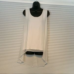 White tank with long sheer overlay